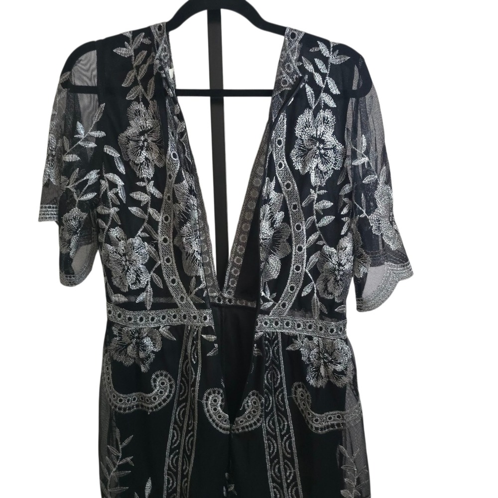 Honey Punch by List Plunge Black Silver Lace Romper M Whimsygoth Vampire Fairy - Picture 5 of 15